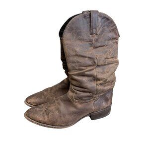 Durango Slouch Cowboy Boot Size 12 D Brown Goodyear Welt Leather Western Work